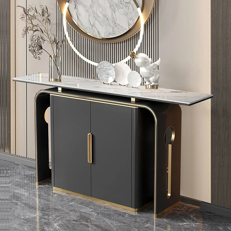 MMOOKA Light Luxury Modern Minimalist Marble Wall Entrance Cabinet Hotel Villa Corridor