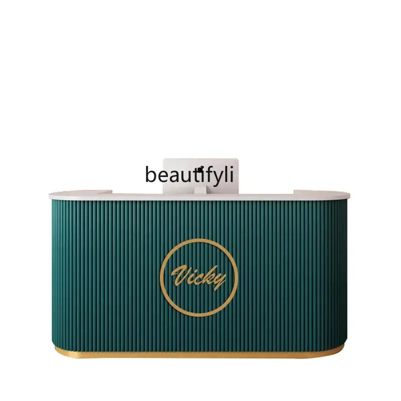 MMOOKA Clothing Store Small Cashier Beauty Light Luxury Bar Counter Arc Front Desk Reception Desk Commercial