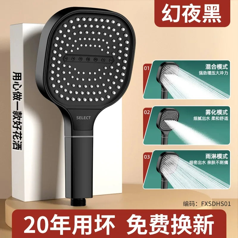 MMOOKA New 13CM Large Panel 3 Modes Shower Head High Pressure Water Massage Shower Head With Filter Element Bathroom Accessories MMOOKA.COM