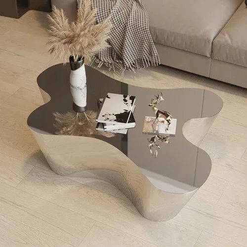 MMOOKA Stainless Steel Special-Shaped Coffee Table Irregular Combination Silver Mirror Living Room Tea Table Coffee Table