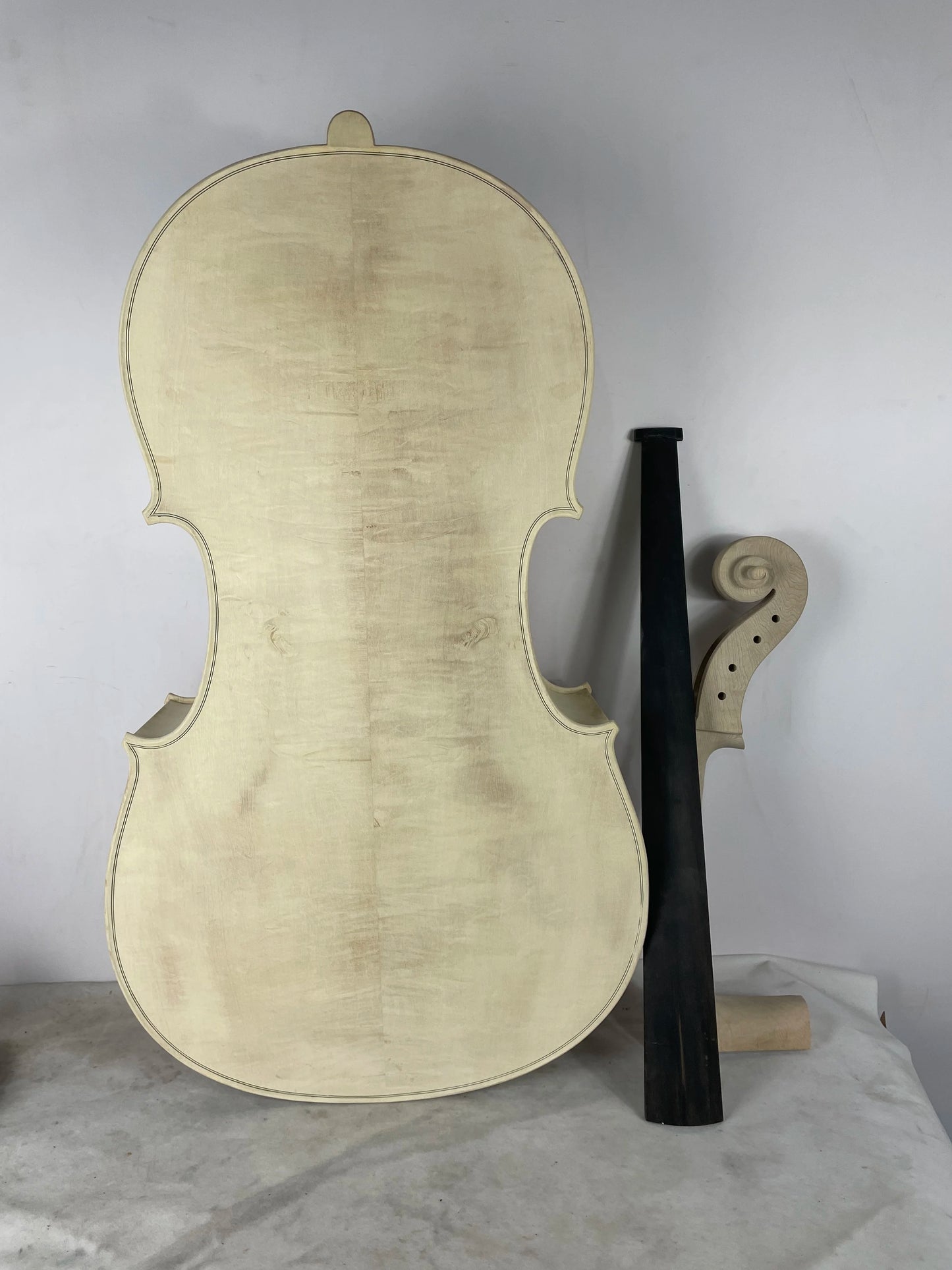 MMOOKA Unfinished Handmade Spruce Panel,Maple Back,Cello 1/4 -4/4,White Violoncello Embroidery,Professional Acoustic Musical Instrument