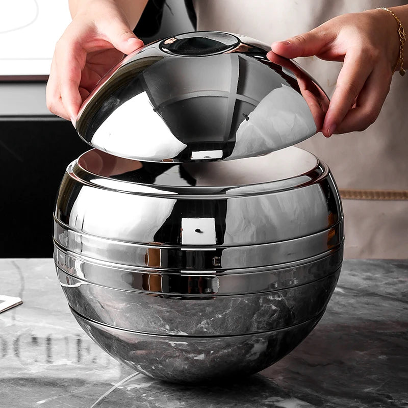 ANTNX Stainless Steel Dishes and Tableware Set 7-Piece Set for Home and Commercial Creative Spherical Gift Box for Gift Giving ANTNX.COM