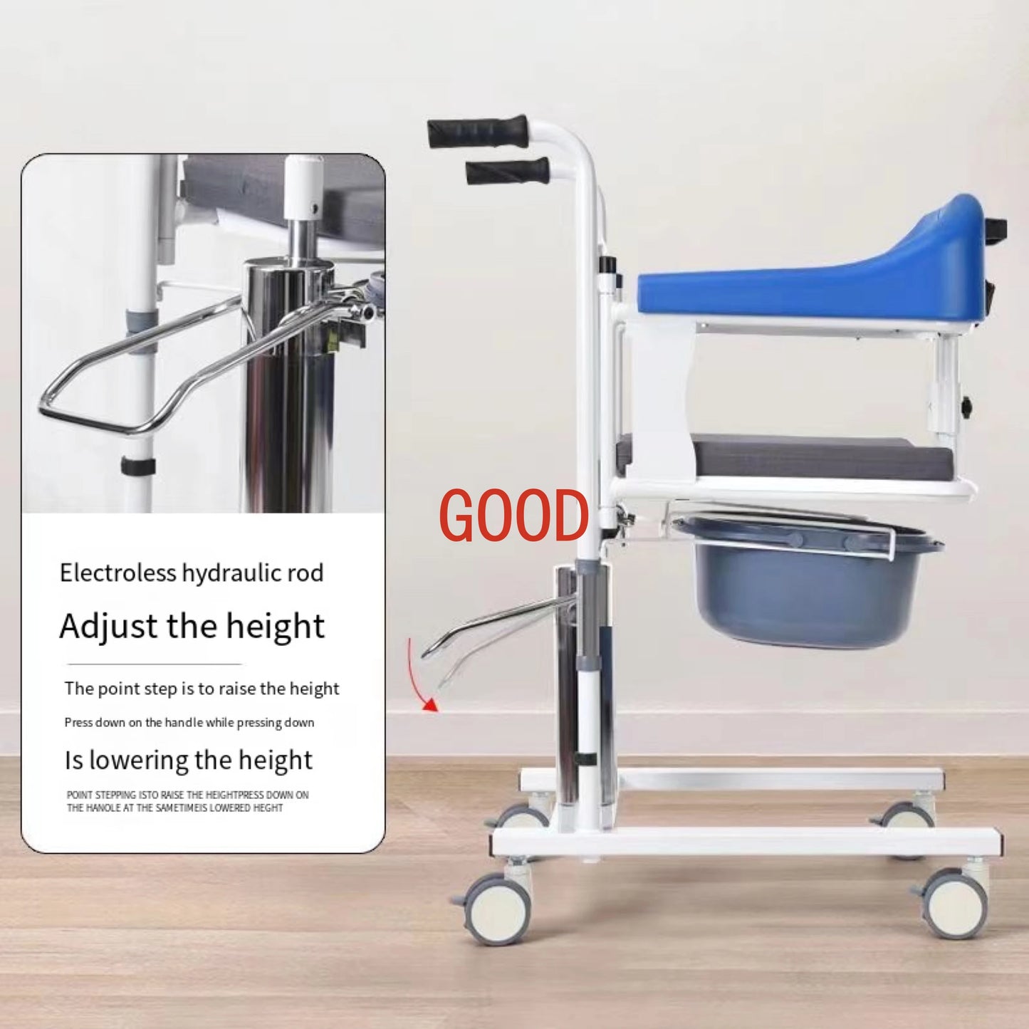 MMOOKA Hydraulic Lift Elderly Patient Home Equipment Multifunctional Disabled Bathing Toilet Transfer Chair Max Load-bearing 150kg