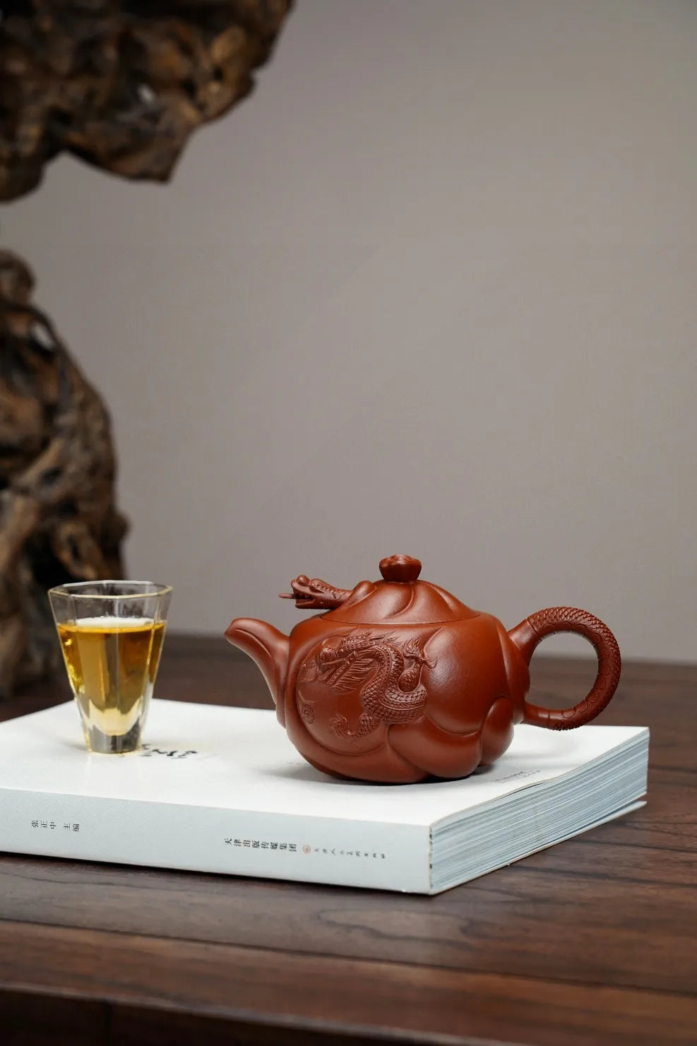 Yixing Purple Clay Master Pure Handmade Small Coal Kiln Vermilion Mud Fish Hualong Pot High End Household Kung Fu Tea Set