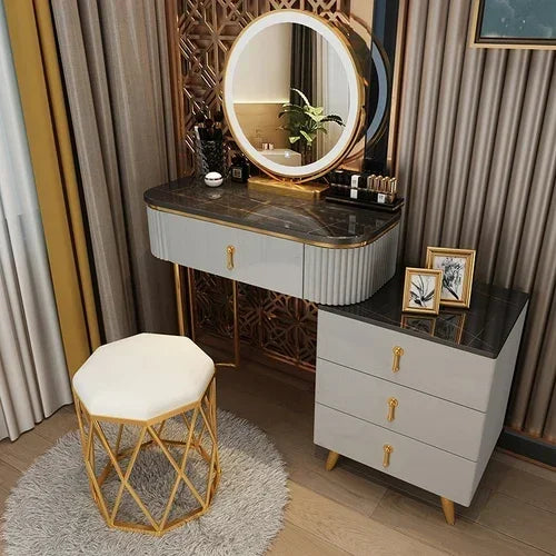 MMOOKA Nordic dressing table small apartment bedroom multi-functional modern minimalist light luxury paint makeup table dresser vanity