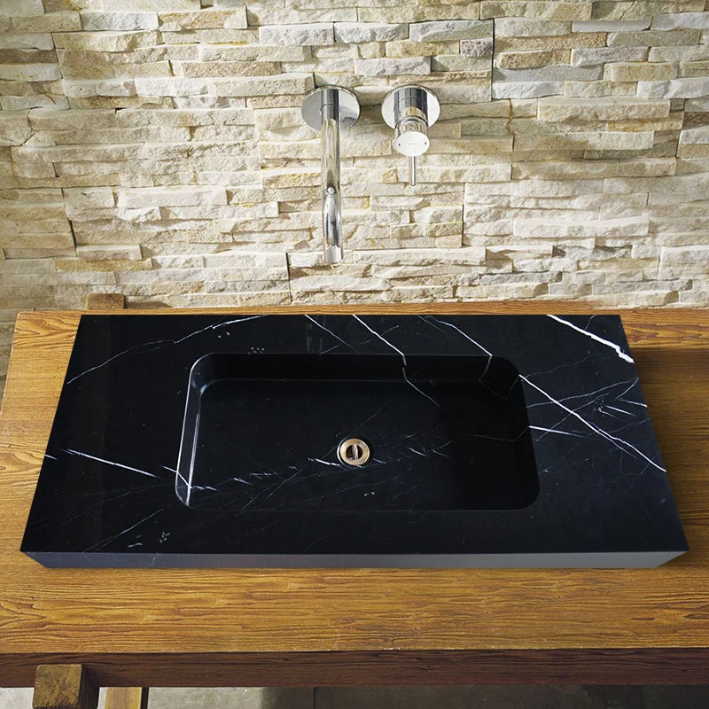 ANTNX Customizable light luxury natural marble basin integrated wash basin bathroom simple wall-mounted transparent wash basin ANTNX.COM