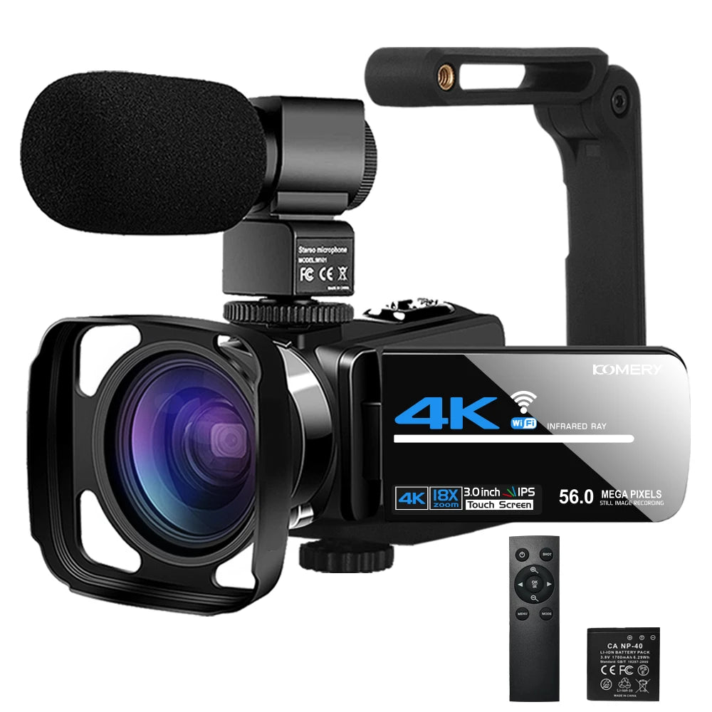 MMOOKA 2025 Video Camera YouTube for Tiktok Vlogging IR Night Vision UHD 4K Webcam 56MP 18X Digital Tiktok Camcorder
