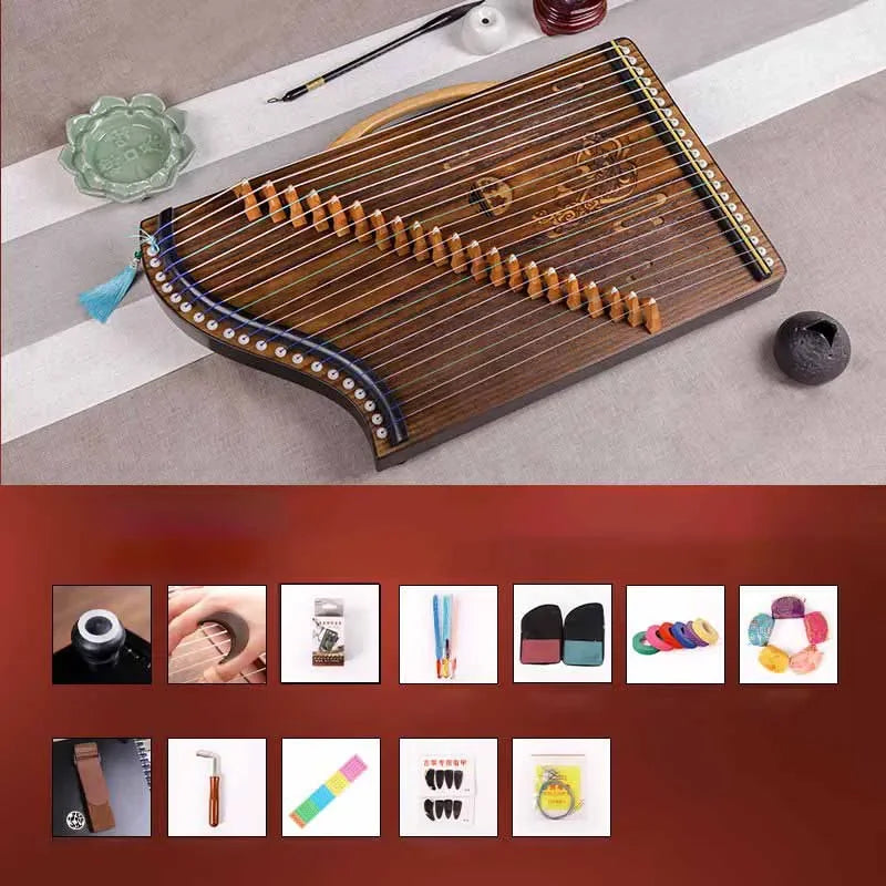 Mini Wooden Guzheng 21-strings Guzheng Professional Traditional Chinese Finger Pick Beginners Musical Instrument Accessories