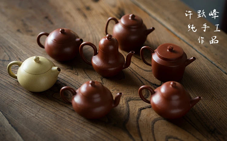 Yixing Purple Clay Pot, Small Coal Kiln, Dahongpao, Xu Yuefeng, Pure Handmade Imitation Of Ancient Folded Shoulder Flat Lid Pot