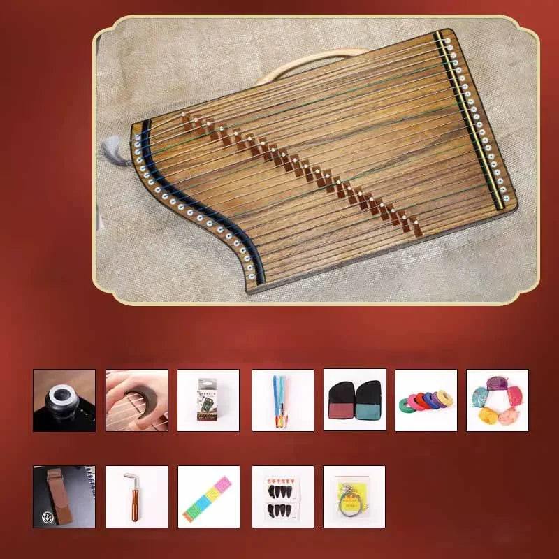 Mini Wooden Guzheng 21-strings Guzheng Professional Traditional Chinese Finger Pick Beginners Musical Instrument Accessories