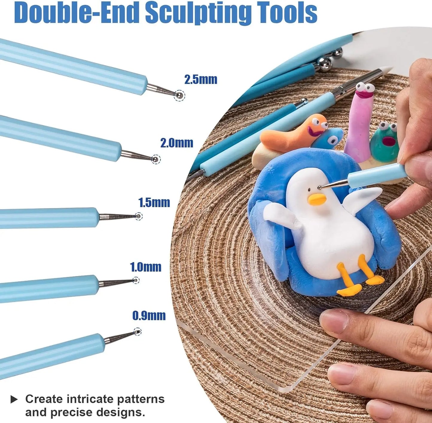 MMOOKA Polymer Modeling Clay Sculpting Tools Dotting Pen Ball Stylus, Pottery Ceramic Clay Indentation Tools Set for DIY Nail Art CraftMMOOKA.COM