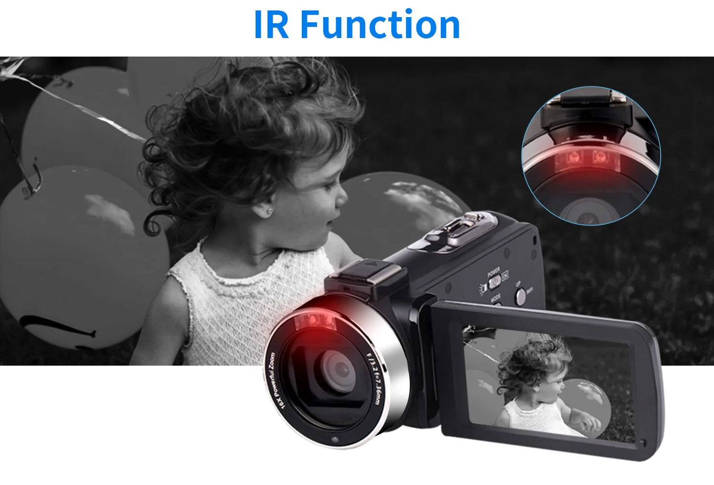 MMOOKA 2025 Video Camera YouTube for Tiktok Vlogging IR Night Vision UHD 4K Webcam 56MP 18X Digital Tiktok Camcorder