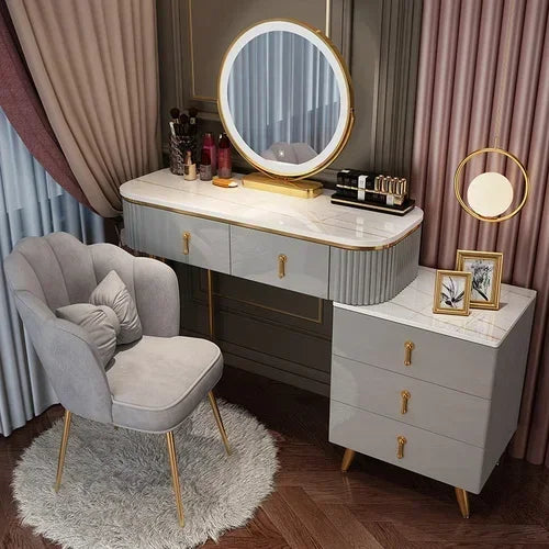MMOOKA Nordic dressing table small apartment bedroom multi-functional modern minimalist light luxury paint makeup table dresser vanity