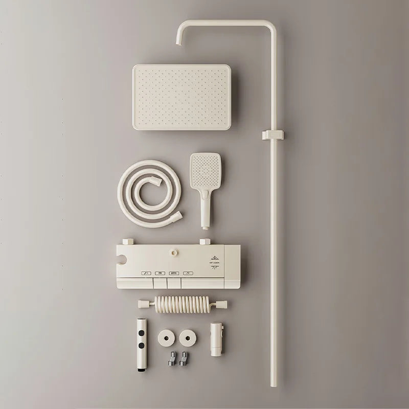 MMOOKA Milk White Waterfall Shower System for Bathroom Modern Bath Crane Mixer Tap Shower Faucets Water Saving Rain Bathtub Shower Set MMOOKA.COM