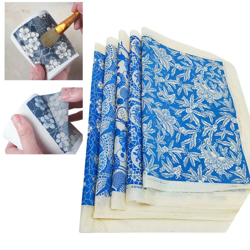 MMOOKA 1PCS New Pottery Ceramics Clay Transfer Paper Glaze Underglaze Flower Paper Jingdezhen Blue and White Porcelain Decal PaperMMOOKA.COM