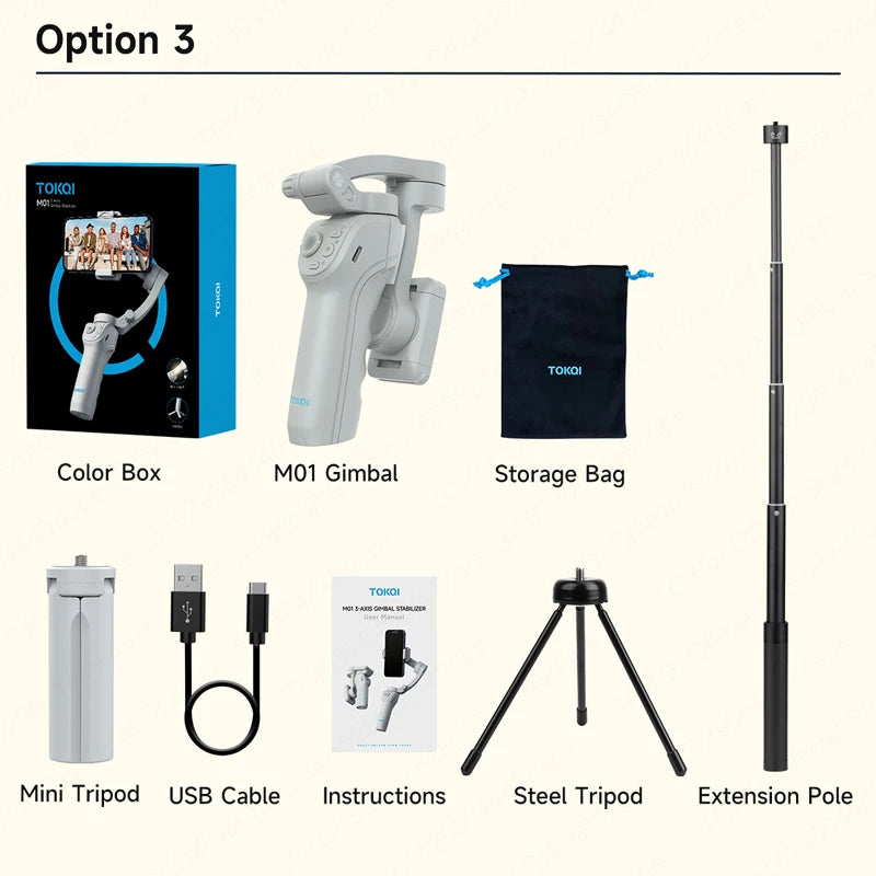 MMOOKA M01 3-Axis Handheld Stabilizer Gimbal for Mobile Phone Shoot Vlog Record Video with Fill Light for Iphone, Xiaomi 15 Cell phones