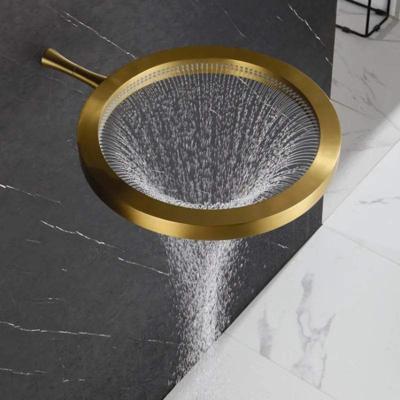 MMOOKA Tuqiu Bathroom Wall Mounted Shower Head Rainfall Brass 50x50cm Brush Gold Gray Basketball Hoop Design Pressure boost Ceiling MMOOKA.COM