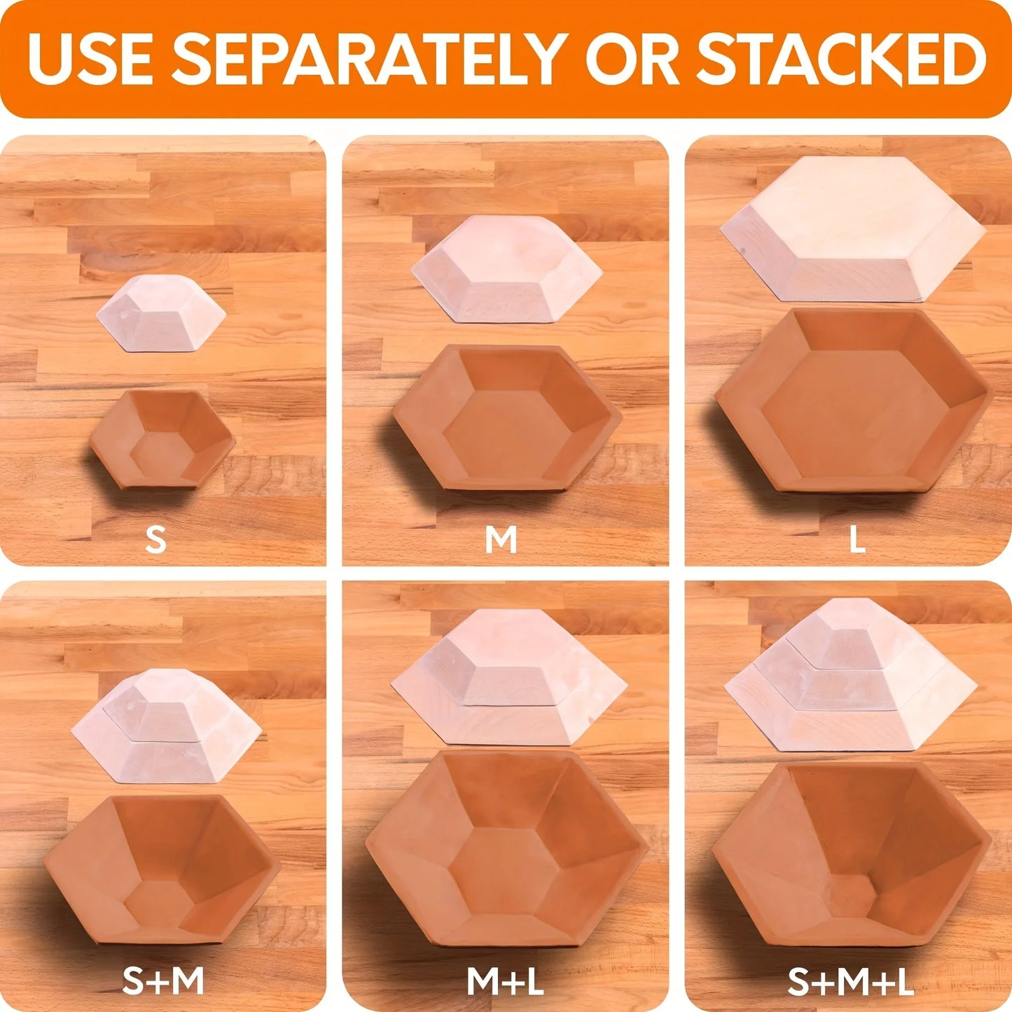 MMOOKA MMOOKA 1 Set Hexagonal Pottery Molds for Bowls Plates Ceramic Top Interchangeable Handle Clay Rapid Prototyping Geometric Mold ReusableMMOOKA.COM