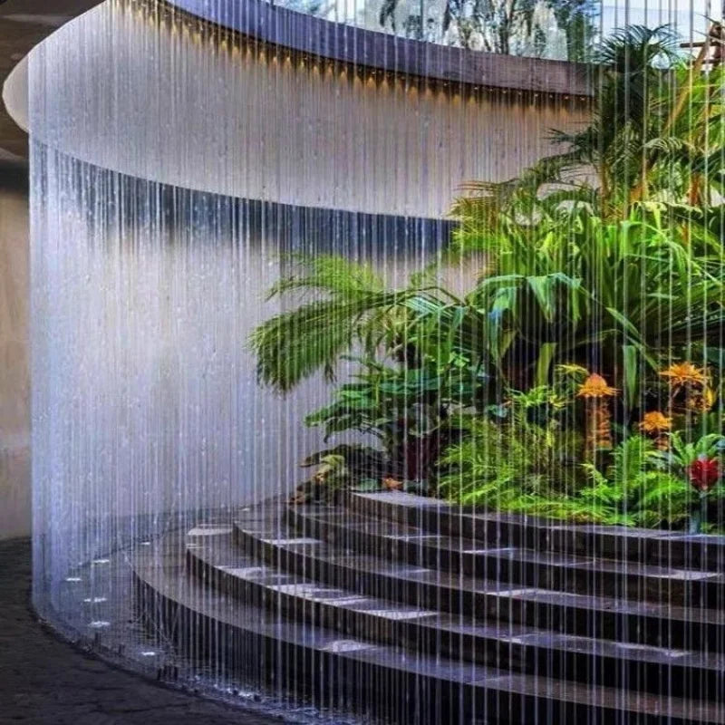 ANTNX Custom. Curtain of Rain Stainless Steel Waterfall Outlet Rockery Flowing Overlapping Curtain Wall Running Wate ANTNX.COM