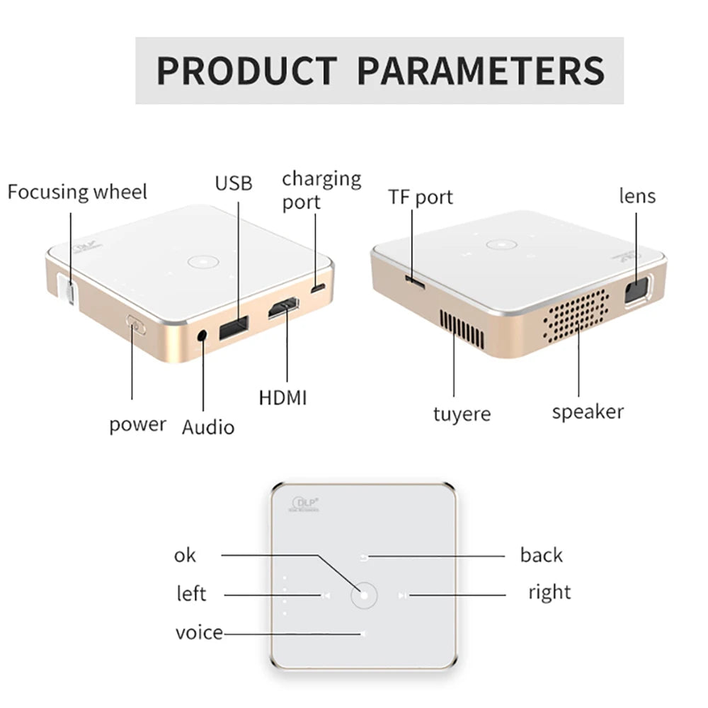 ZDSSY P30 Portable Beam Projector DLP Mini Pocket Home Theater 1080P 4K Supported Smart Cinema TV for Mobile Phone Smartphone