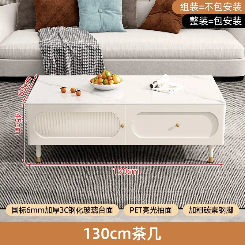 MMOOKA Simple Organizer Coffee Tables Designer White Storage Aesthetic Side Table Rectangle Minimalist Basse De Home Furniture