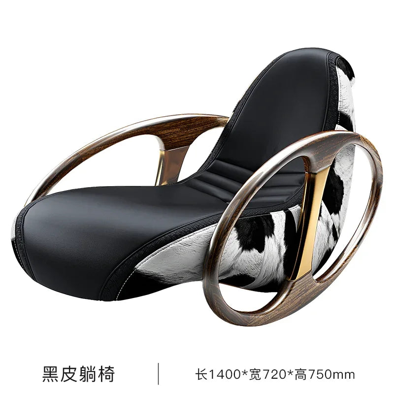 MMOOKA Italian-Style Light Luxury Leather Recliner Leisure Chair Single Sofa Rocking Chair