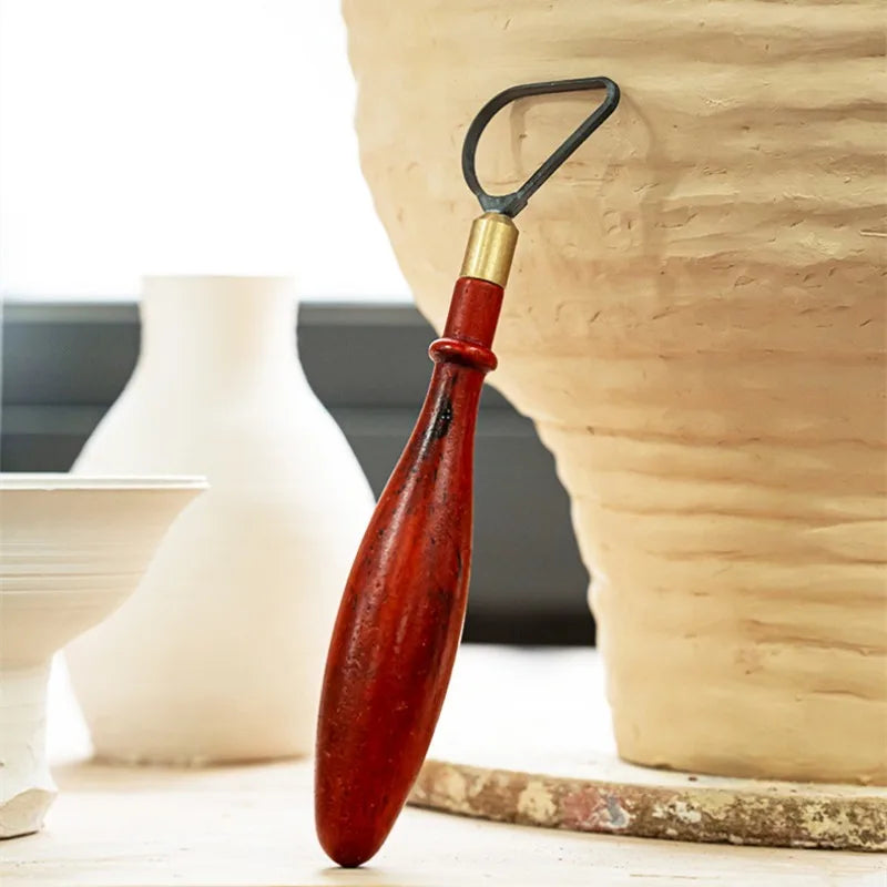 MMOOKA MMOOKA Double-head Trimming Scraper Tungsten Steel Ring-shaped Wooden Handle Sculpture Trimming Ceramic Texture Carving Pottery ToolsMMOOKA.COM