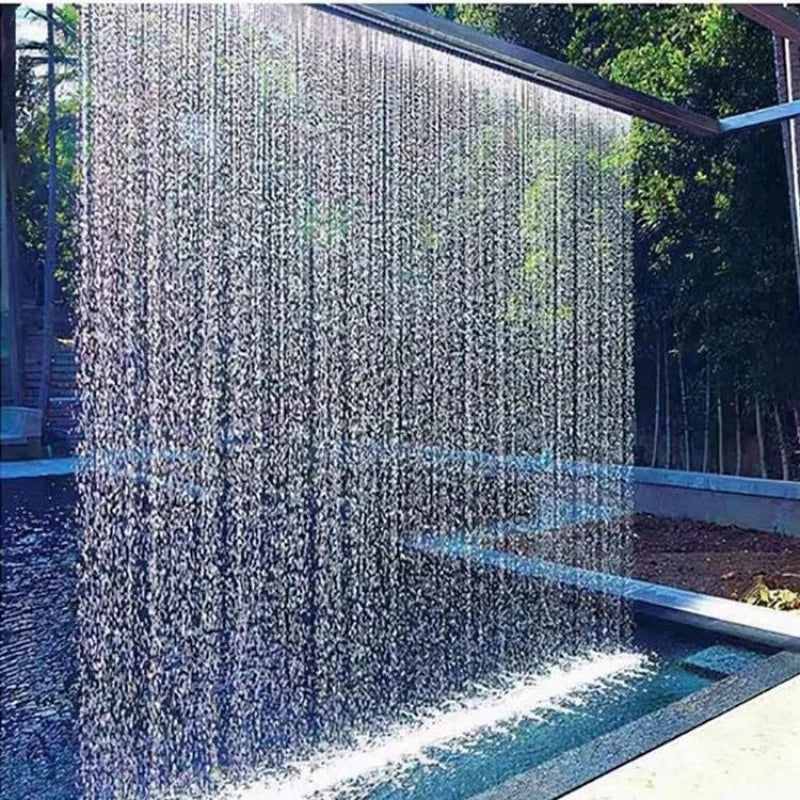 ANTNX Custom. Curtain of Rain Stainless Steel Waterfall Outlet Rockery Flowing Overlapping Curtain Wall Running Wate ANTNX.COM