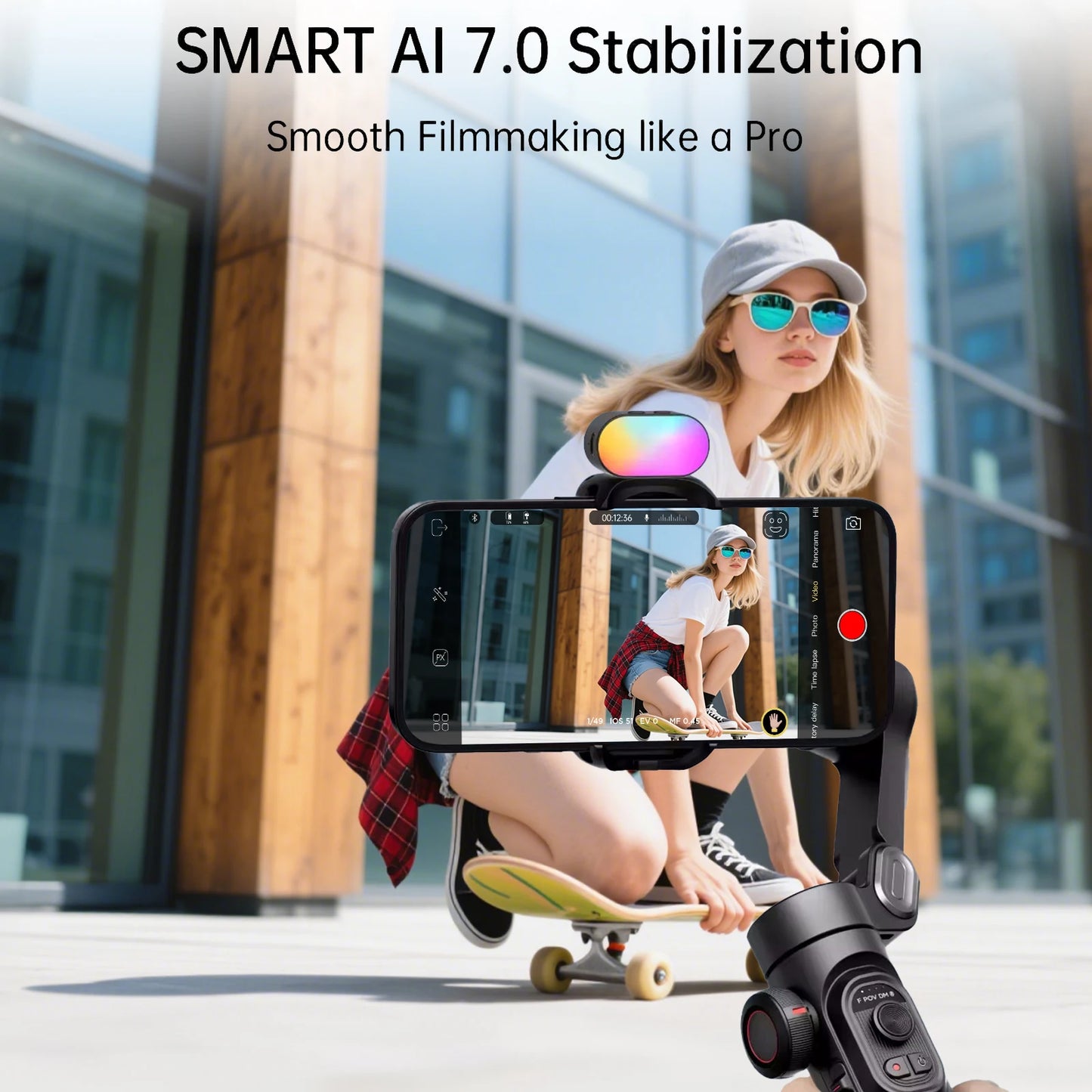 MMOOKA AOCHUAN Smart XE Kit Gimbal Stabilizer for Smartphone iPhone Video Recording Magnetic Fill Light 3-Axis Foldable Android Gimble