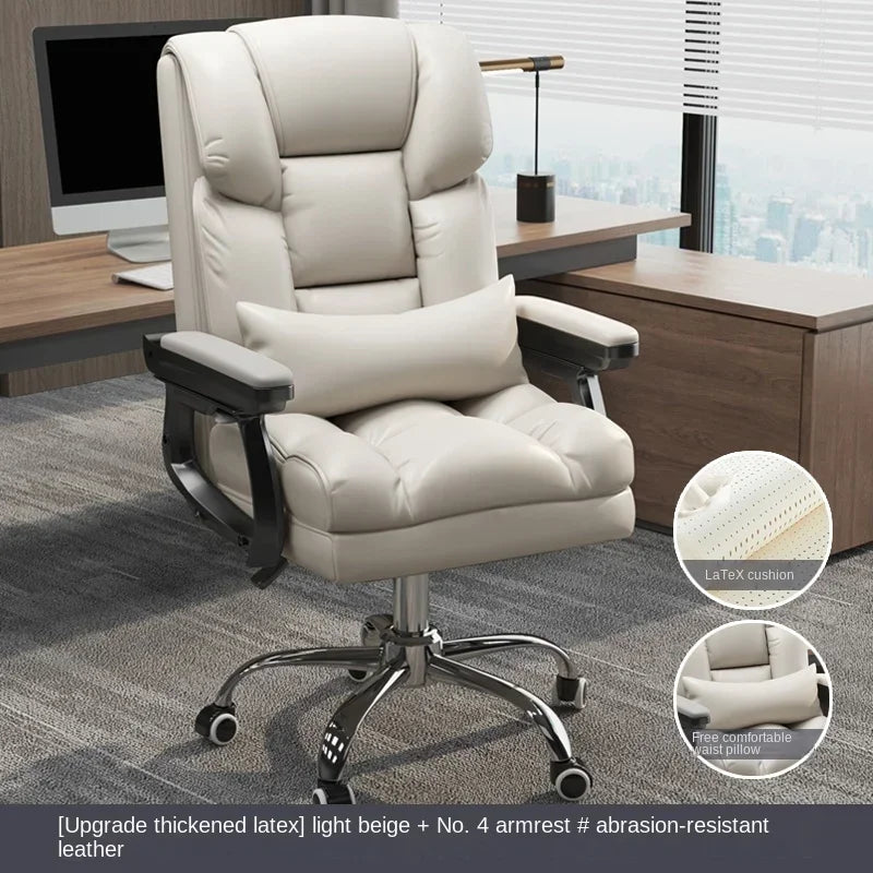 MMOOKA Rolling Leather Office Chairs Work Kneeling Gaming Nordic Office Chairs Comfy Arm Reading Chaise De Bureau Furnitures Wrx