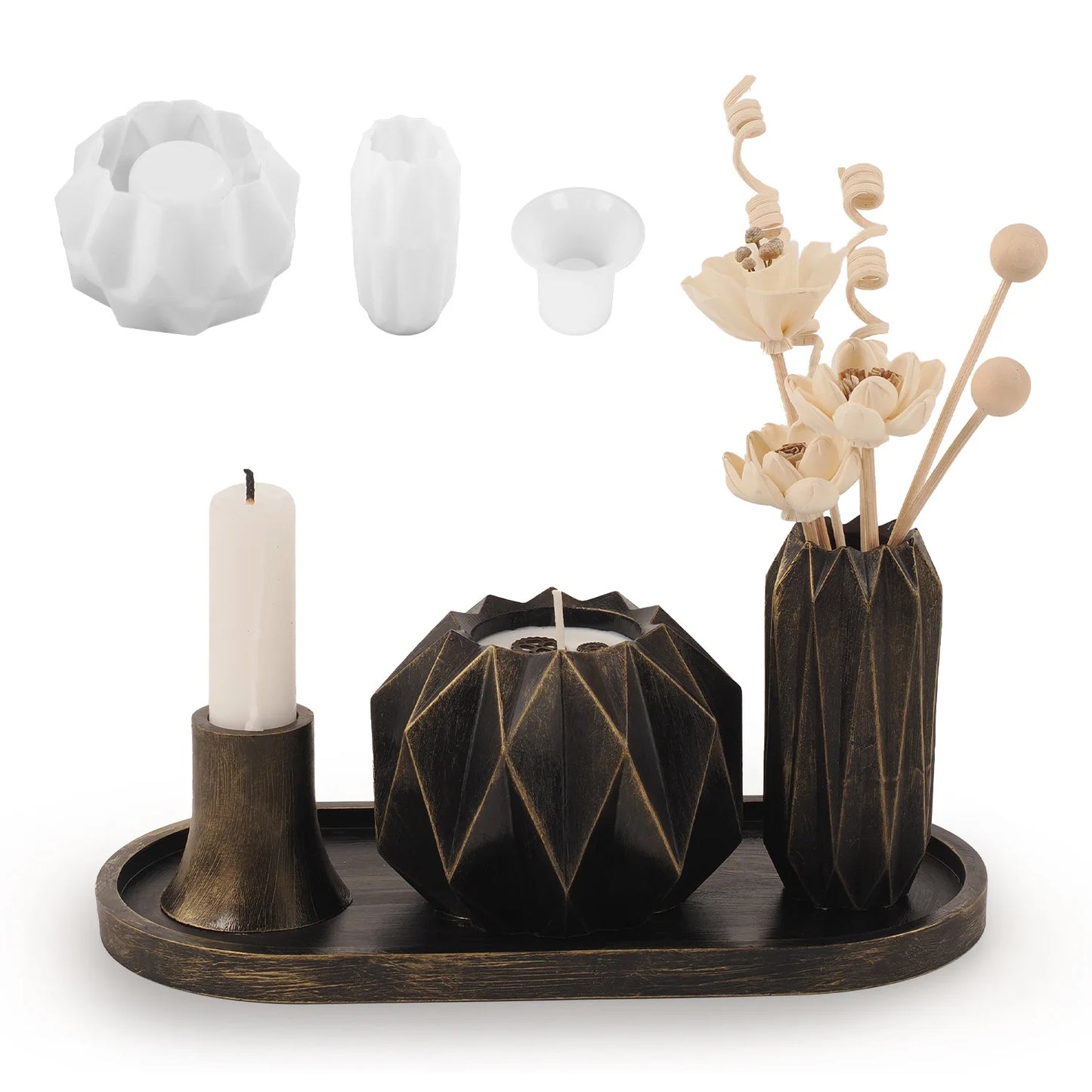 MMOOKA MMOOKA Diamond Shape Candlestick Vase Silicone Mold Geometry Art Candle Jar Concrete Cement Mold Handicraft Epoxy Resin Mold Home DecorMMOOKA.COM
