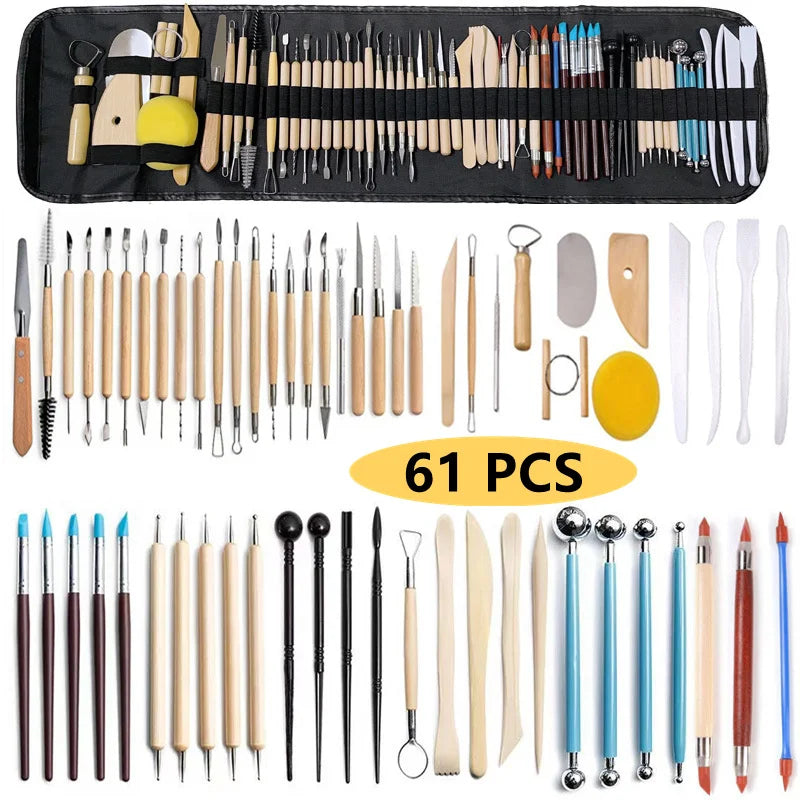 MMOOKA MMOOKA 8-61Pcs Pottery Clay Sculpting Tools, Ceramic Carving Kit Crafts Cake Ceramics Clay Sculpting Carving Pottery Modeling Tool SetMMOOKA.COM