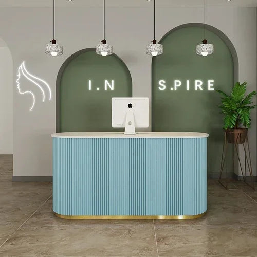 MMOOKA Clothing Store Small Cashier Beauty Light Luxury Bar Counter Arc Front Desk Reception Desk Commercial