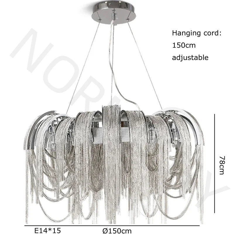 Modern Lustre Chrome Tassel Led Chandelier Lighting Living Dining Room Decor Led Chandeliers Lamp Loft Hanging Lights Luminaire