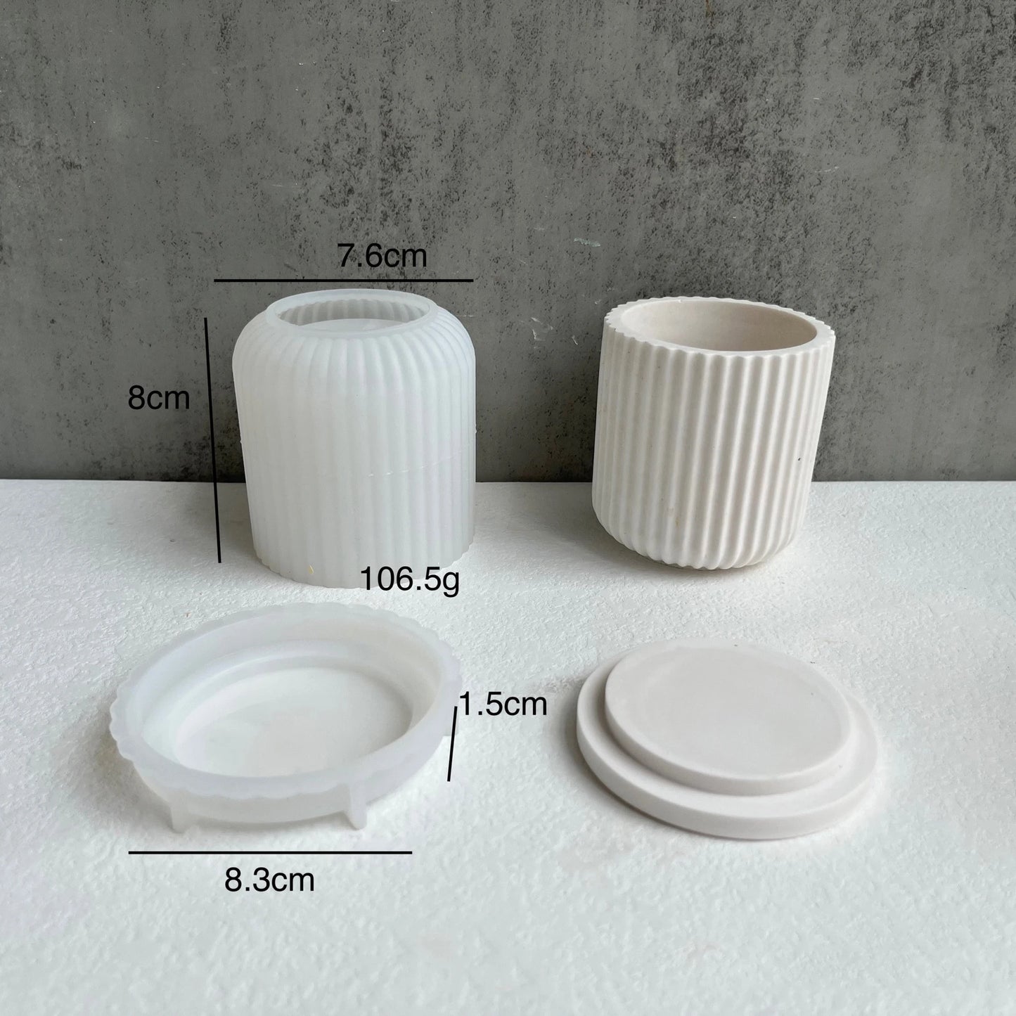 MMOOKA MMOOKA DIY Round Striped Jar with Lid Silicone Mold Concrete Plaster Pottery Candle Jar Storage Cup Jar Mold Home Decoration CraftsMMOOKA.COM