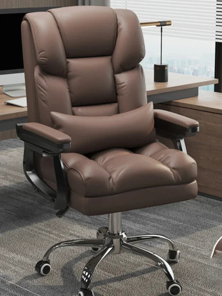 MMOOKA Rolling Leather Office Chairs Work Kneeling Gaming Nordic Office Chairs Comfy Arm Reading Chaise De Bureau Furnitures Wrx
