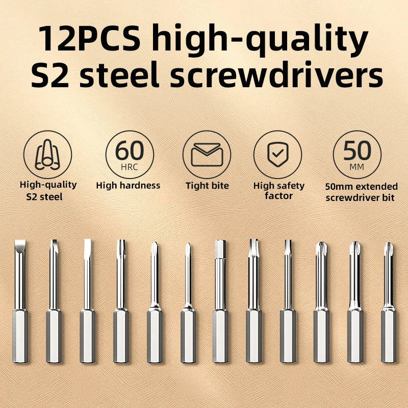 DELI Electric Screwdriver Set Home Cordless Electric Dril USB Rechargeable Multi-function Disassembly Torque Repair Tools Kit