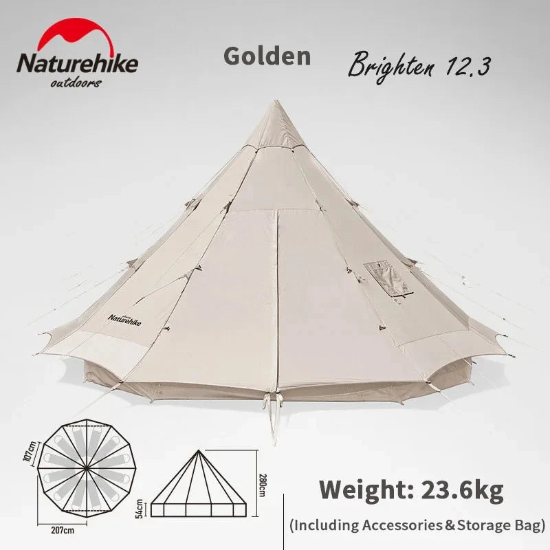 ANTNX Naturehike 12.3 Cotton Pyramid Tent for 5-8 People Family Large Space Outdoor Travel Camping Party Trip Lobby Bell House Tent ANTNX.COM