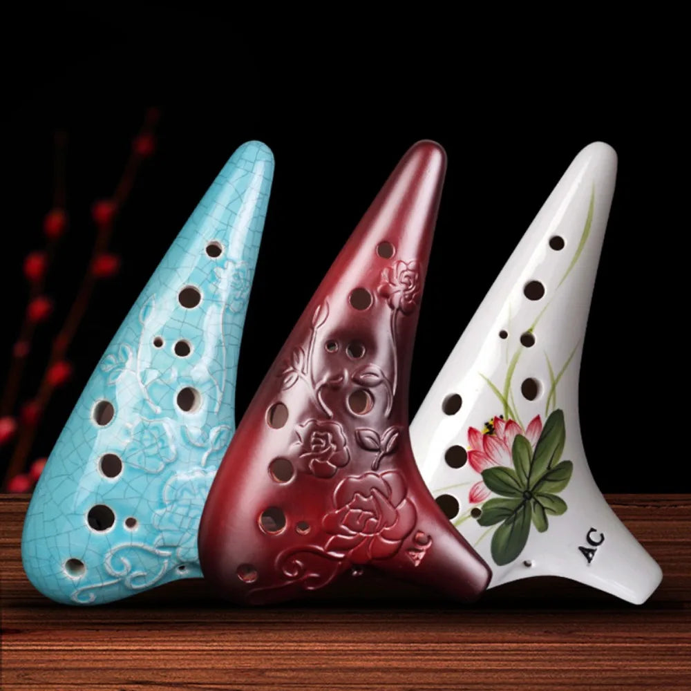 Legend Ocarina 12 Hole Alto C Tone Relief Sculpture Ceramics Ocarinas Professional Musical Instruments Offers Beginner Accessory