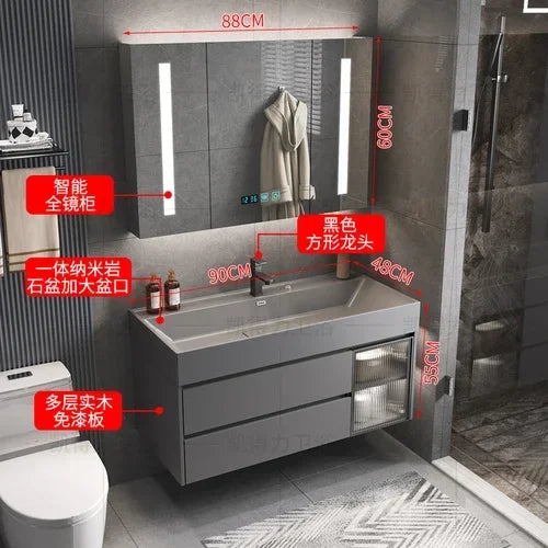 MMOOKA Multipurpose Narrow Bathroom Cabinets Makeup Organizer Makeup Bathroom Cabinets Mirror with Light Banheiro Furniture YX50BC