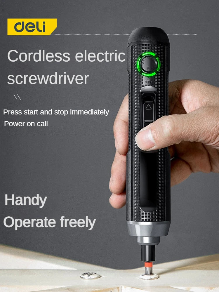 Deli electric screwdriver Wireless rechargeable lithium battery screwdriver with LED lamp cordless drill 3.6V electric tool set