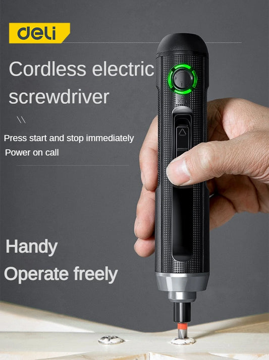 Deli electric screwdriver Wireless rechargeable lithium battery screwdriver with LED lamp cordless drill 3.6V electric tool set