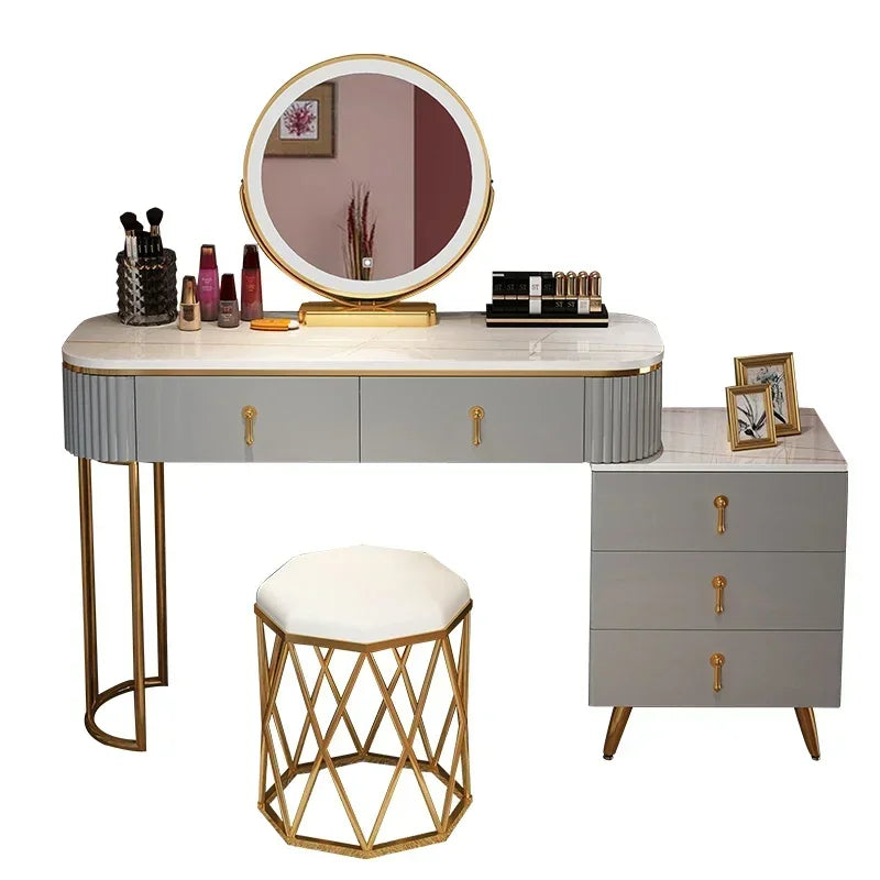 MMOOKA Nordic dressing table small apartment bedroom multi-functional modern minimalist light luxury paint makeup table dresser vanity