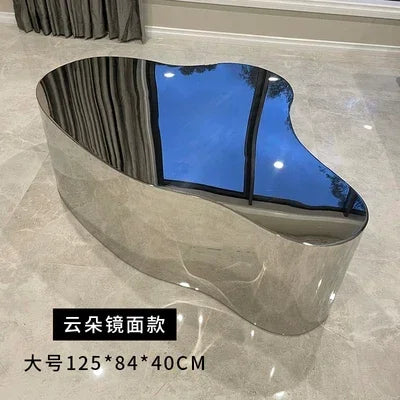 MMOOKA Stainless Steel Special-Shaped Coffee Table Irregular Combination Silver Mirror Living Room Tea Table Coffee Table