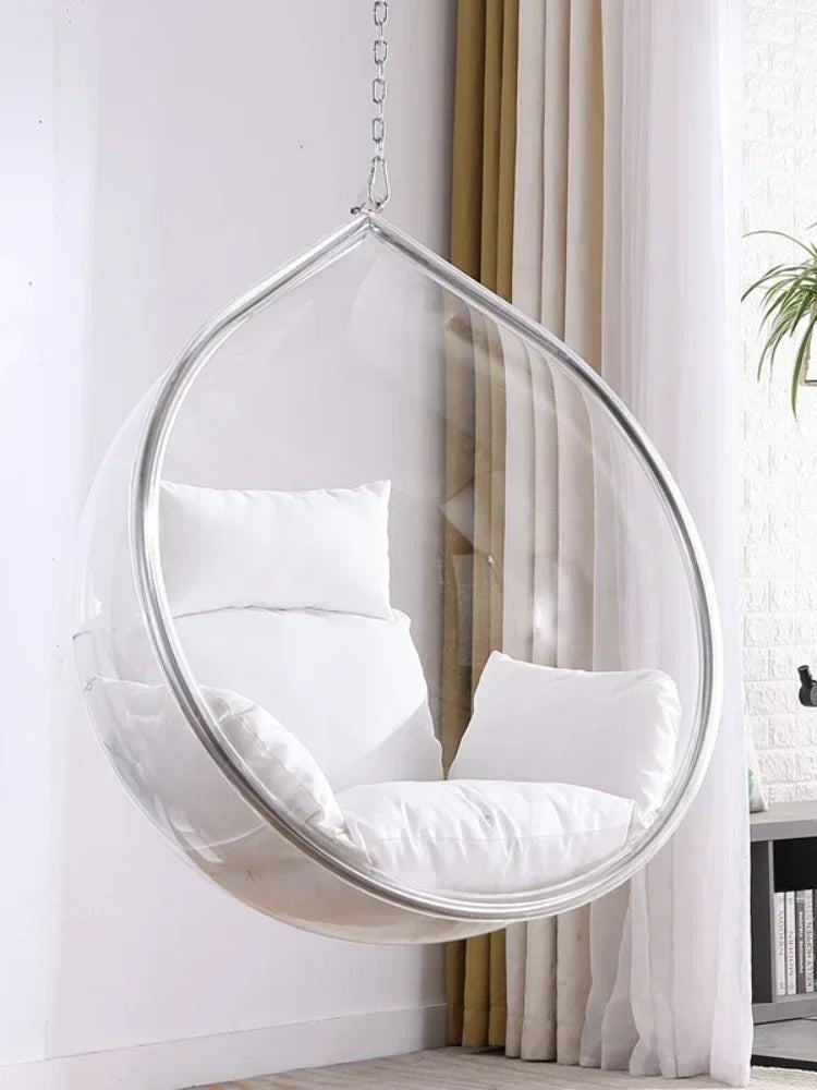 MMOOKA Hanging Ball Space Chair Glass Ball Indoor Single Hanging Chair Hanging Basket Outdoor Swing Home Stay Transparent Bubble Chair