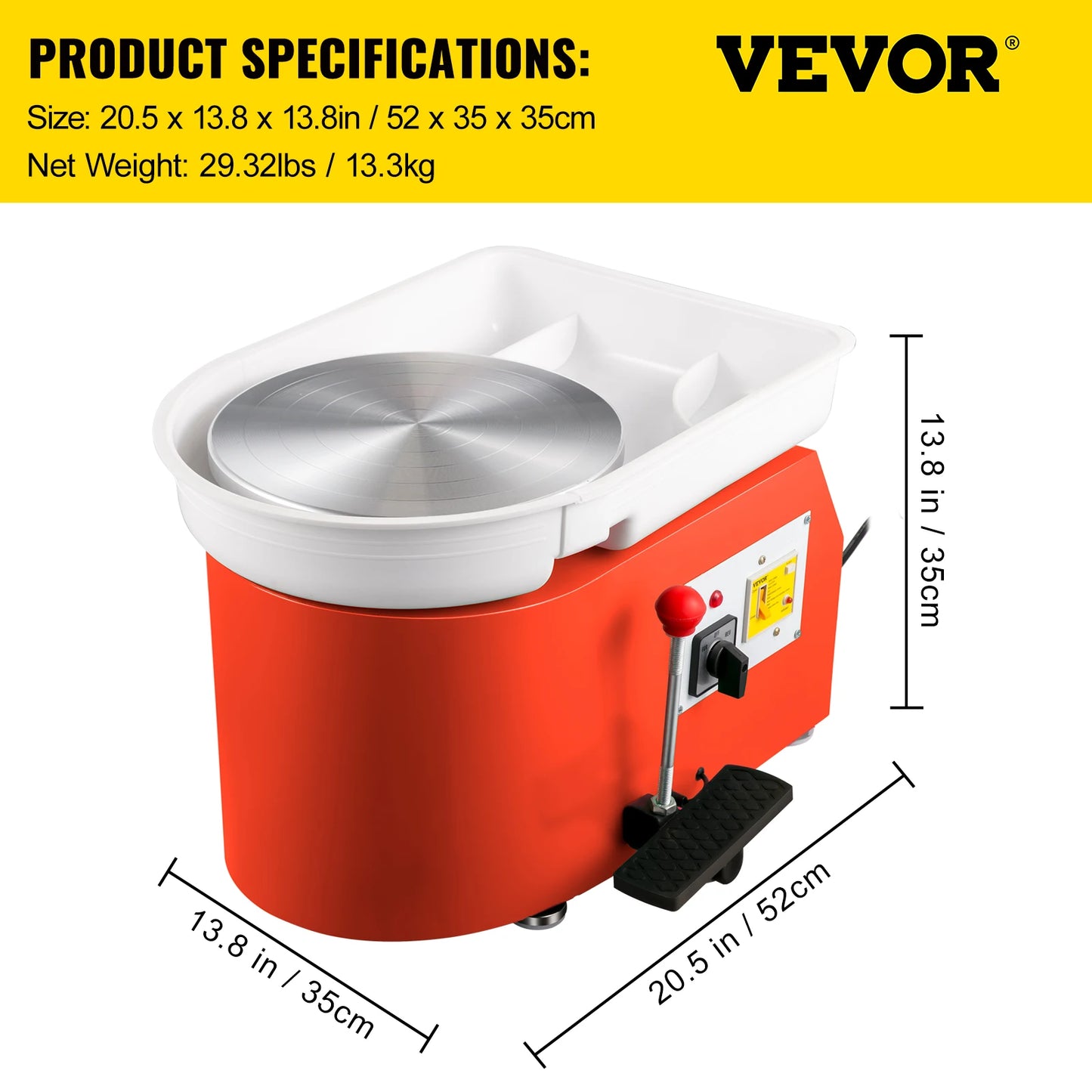 MMOOKA MMOOKA VEVOR 28cm Pottery Wheel Machine 350W Foot & Manual Control Electric Art DIY Ceramic Clay Sculpting Tool w/ Turntable Tray 18PcsMMOOKA.COM