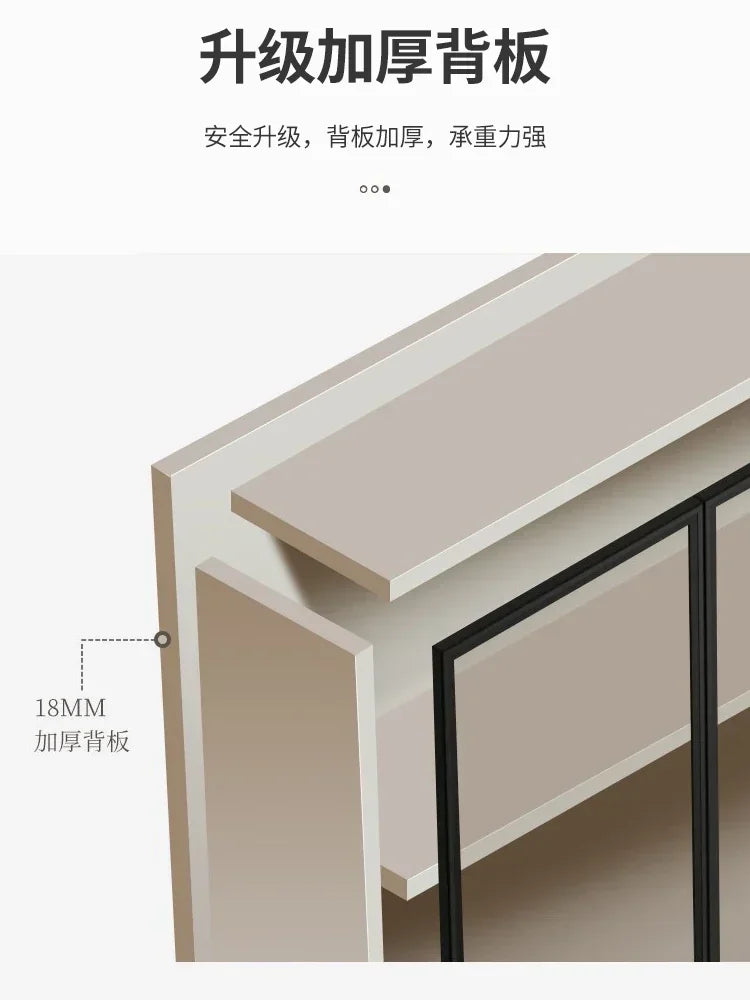 MMOOKA Simply integrated wall TV cabinet, overall living room, display storage cabinet, cream style, light luxury TV combination