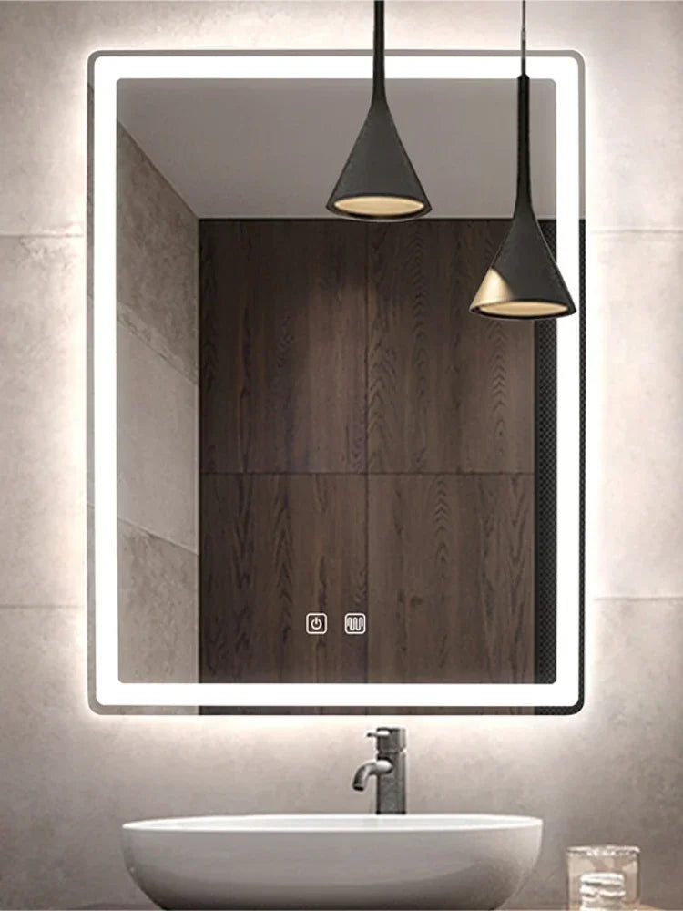 MMOOKA Rectangle Bathroom Smart Mirror WIth Three Color LED Light Anti-fog Makeup Mirror Backlight Touch Switch Dimming Vanity Mirrors