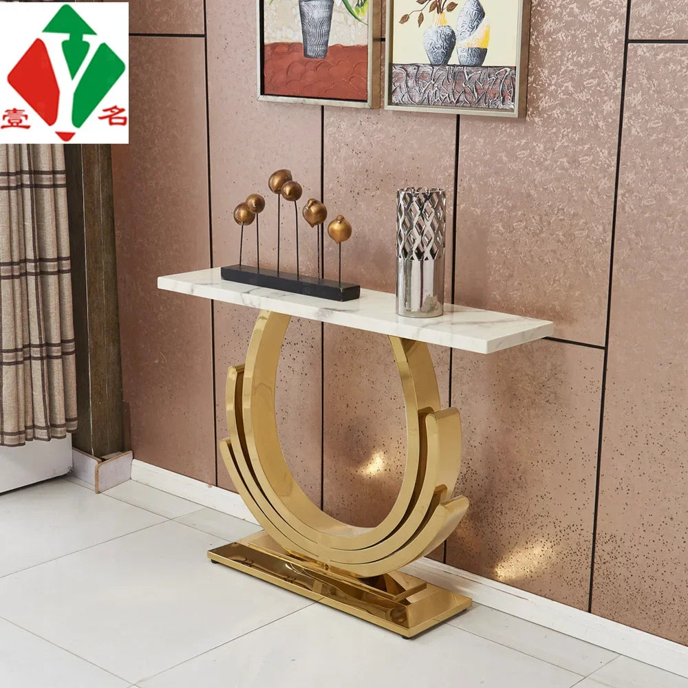 MMOOKA Light Luxury Stainless Steel Hallway Cabinet Marble Corridor Aisle Home Narrow against the Wall