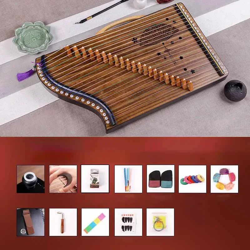 Mini Wooden Guzheng 21-strings Guzheng Professional Traditional Chinese Finger Pick Beginners Musical Instrument Accessories